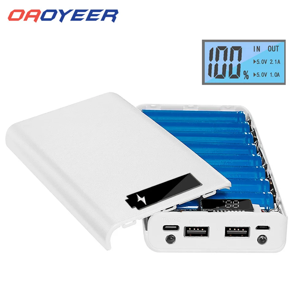 Oaoyeer 5 в двойной USB 8*18650 Внешний Аккумулятор Тип C аккумулятор мобильный телефон