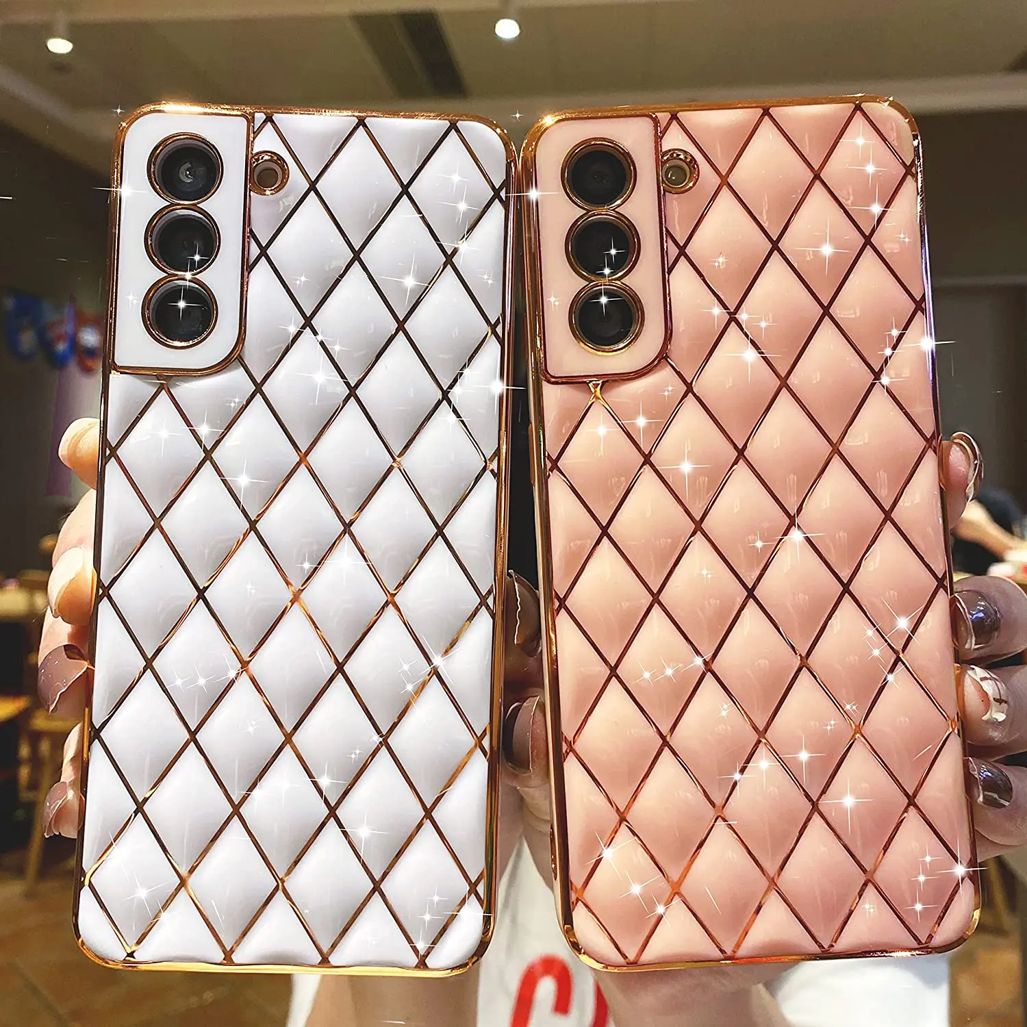 LOVECOM Luxury Gold Plating Geometric Phone Case For Samsung Galaxy A52 A72 S22 S21 Plus Ultra Camera Protection Soft Cover | Мобильные
