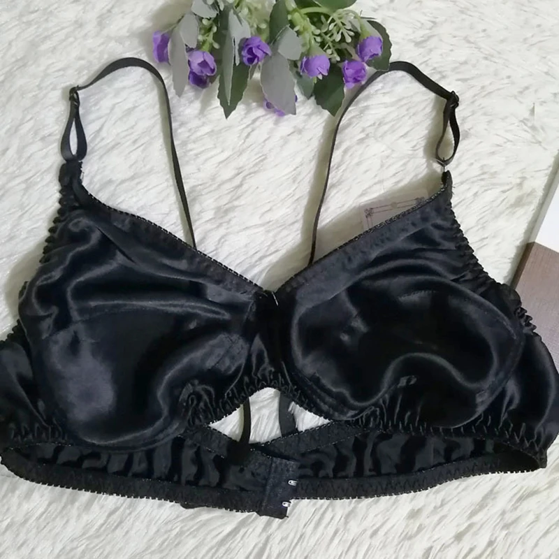 facefd Sexy Bra Beauty Back Bras High Elastic Shoulder Strap Women Lace  Embroidery Lingerie Breathable Brassiere Front Buckle Black 