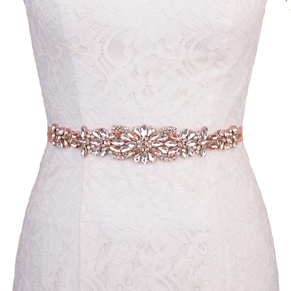 TRiXY S423 rose gold belt rhinestone wedding belt diamonds wedding dress belt bridal dress belt girl belt rose gold crystal belt