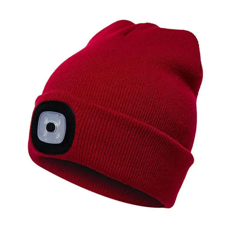 beanie cap VIP 4 LED Lighted Cap Warm Beanies Hands Free Battery Type Unisex Keep Warm Battery Type For Camping Running skully hat men's Skullies & Beanies