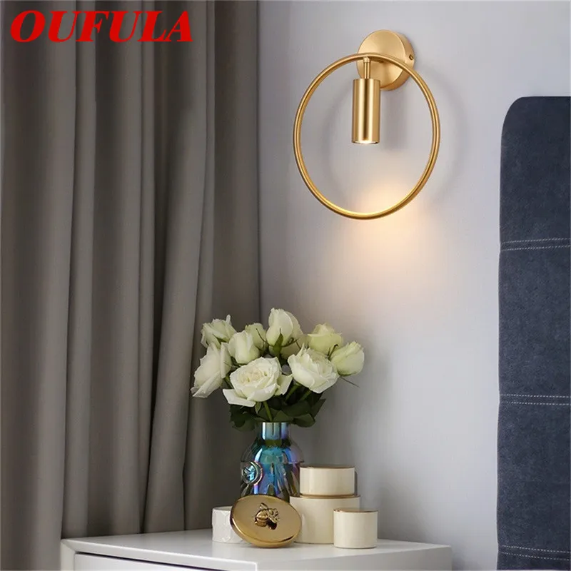 

OUTELA Brass Indoor Wall Lamps Copper Color LED Fixture Creative Indoor Decorative For Home Bedroom Living Room