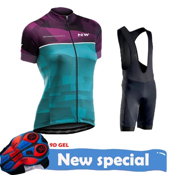 

2020 NW triathlon skinsuit summer sports women short sleeve cycling jersey set roupa ciclismo feminina uniforme