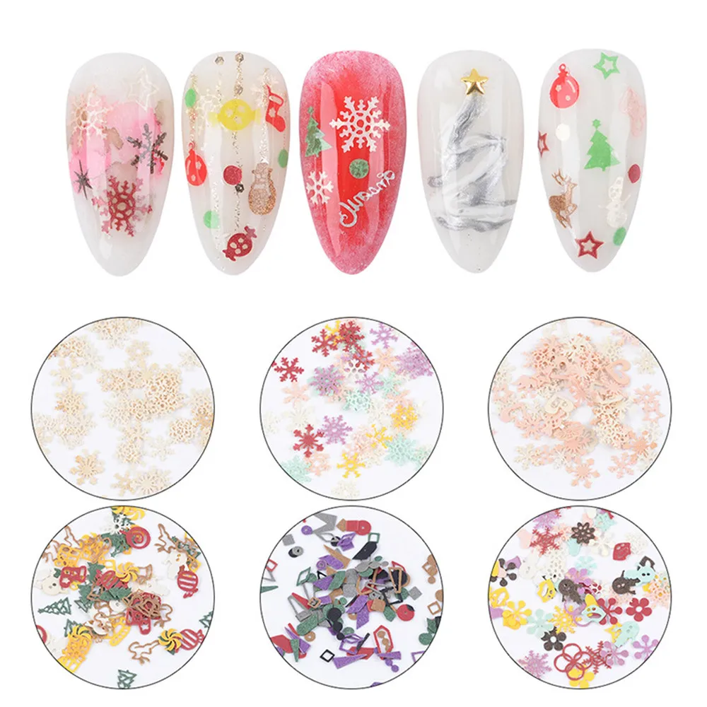 

Nail Sticker 3d Christmas Snowflake Sequins Nail Art Stickers Glitter Flakes Slice Sequins Mixed Decals Diy Manicure Decorations