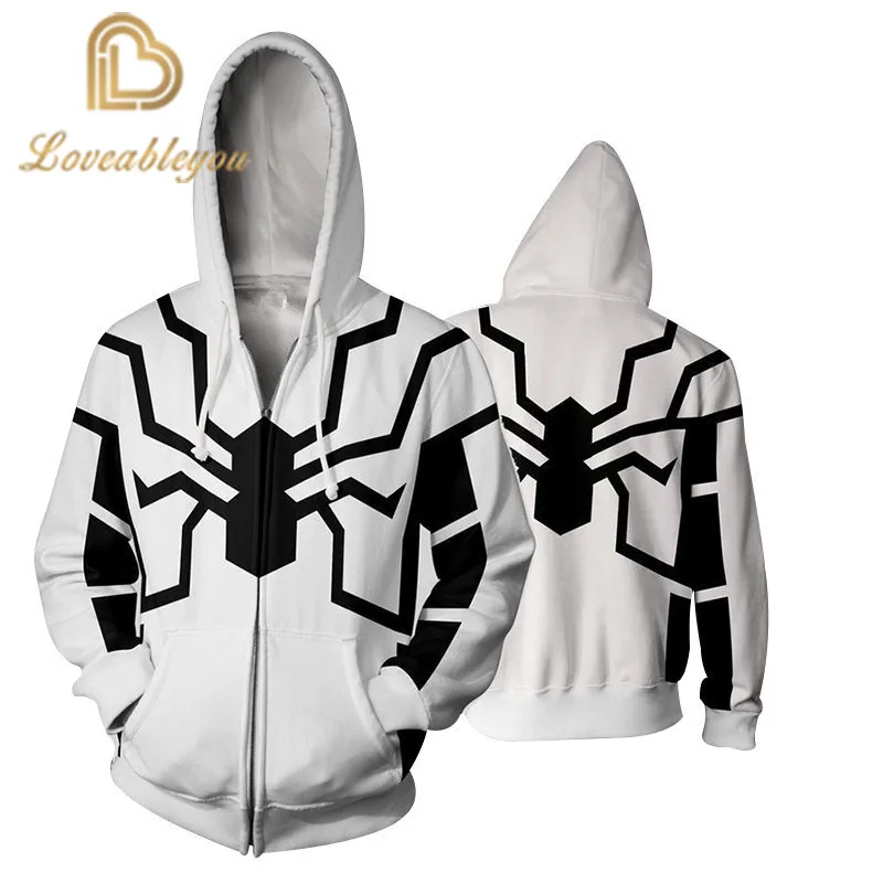 

2020 New Style Spider-Man Hoodies 3D Printed Zipper Jacket Sweatshirts Unisex Spring Fall Hip Hop Coat Tops