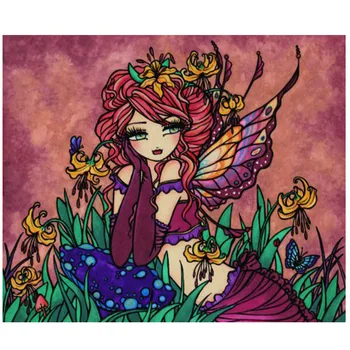 

full square round diamond 5d diy diamond embroidery Lily fairy Diamond painting cross stitch girl room decoration painting