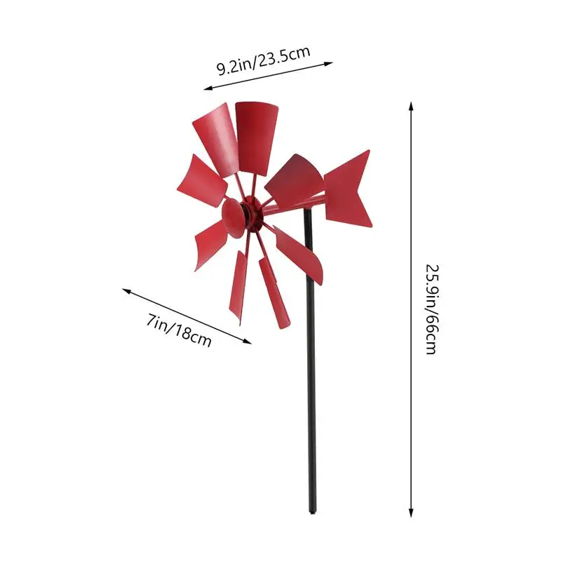 Iron Windmill Yard Stakes Outdoor Rotating Decoration