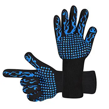 

1pair BBQ Gloves 300-500 Centigrade Extreme Heat Resistant Silicone microwave kitchen Gloves Cooking Grill Oven Gloves