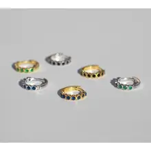 Серьги из стерлингового серебра 925 пробы, модные циркониевые зеленые, черные, синие, геометрические, Круглые, для ушей, для девочек и мальчиков, серьги для ушей