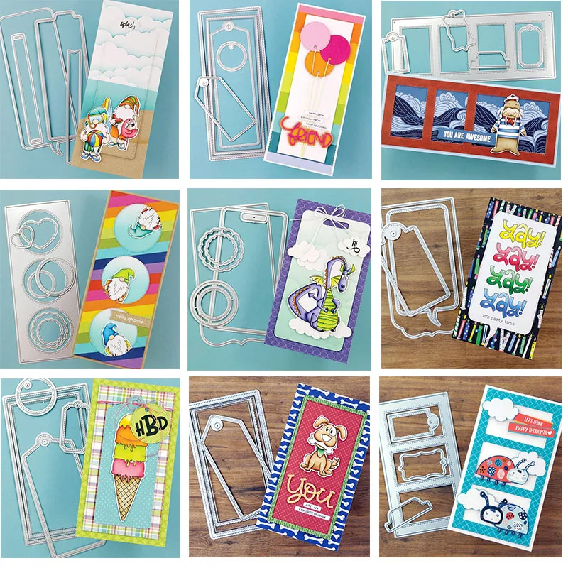 Серия Slimline Frames метки мини милые животные Чистые марки и штампы Набор для DIY