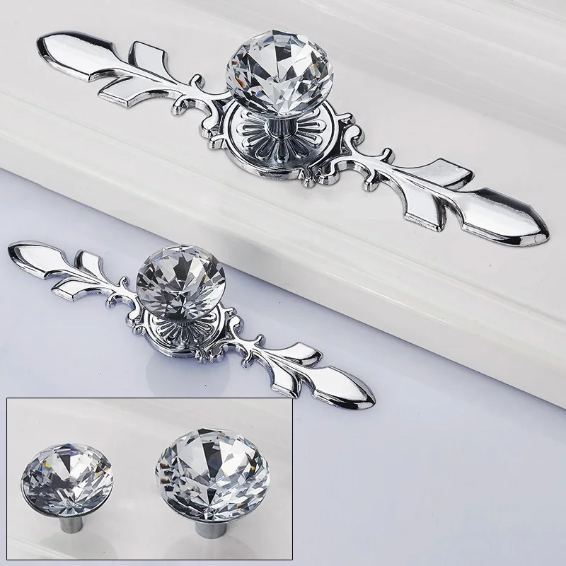 Diamond Cabinet Knob Drawer Wardrobe Cupboard Door Handle Pull Furniture DIY New