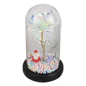 

LED Rose Flashing Lamps Party Decoration Christmas Gifts Artificial Red Rose In A Glass Dome On A Wooden Base Valentine's Gifts