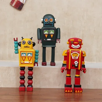 

Retro Robot Model Handicraft Resin Cartoon Robot Decorations Coffee Bar Desktop Cabinet Furnishing Articles Children Toys Gifts