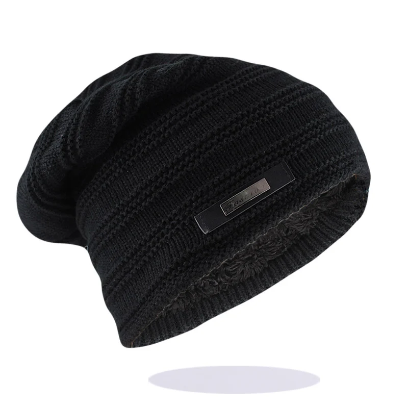 Черный Новинка, Skullies Beanies, зимние шапки для мужчин, шарф, вязаная шапка, женская, мужская, Gorras, теплая, мягкая, на шею, шапочка, шапочка, шапка - Цвет: Черный
