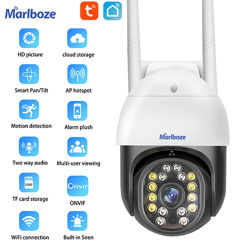 Уличная Wi-Fi камера Tuya 1080P с датчиком ии IP-камера для умного дома работает