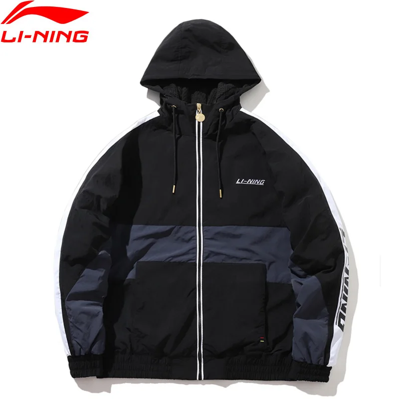 Мужская ветровка с капюшоном Li Ning свободная спортивная куртка из нейлона