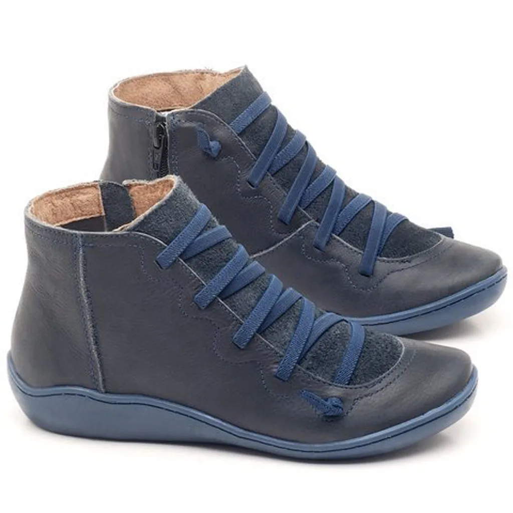 Женские зимние ботинки повседневные кожаные ботинки на шнуровке в стиле ретро Обувь с круглым носком на боковой молнии модные зимние теплые ботинки размера плюс M850