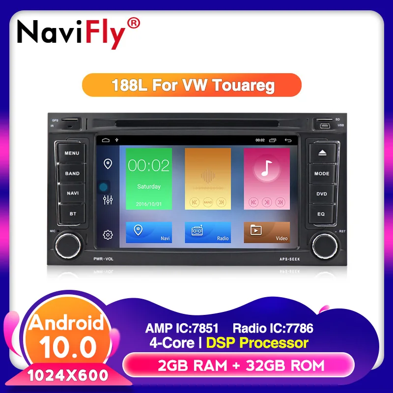 Android 10 Car DVD GPS 32G ROM For VW Touareg Multivan (2002-2010) with wifi 4G Bluetooth Radio RDS DSP USB Steering wheel