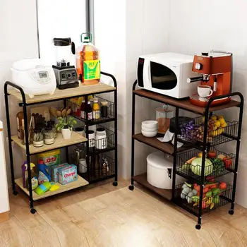 

Kitchen Storage Rack Kitchen Supplies Storage Rack Floor Type Multi-layer Microwave Oven Bowl Pot Rack Seasoning Vegetable