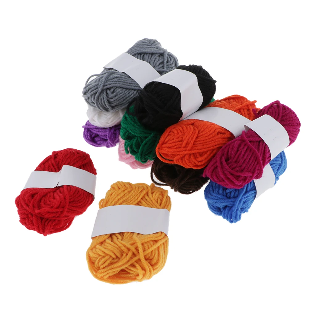 12Pcs Cotton Yarn For DIY Knitting Crochet Weaving Kids Art Crafts Project