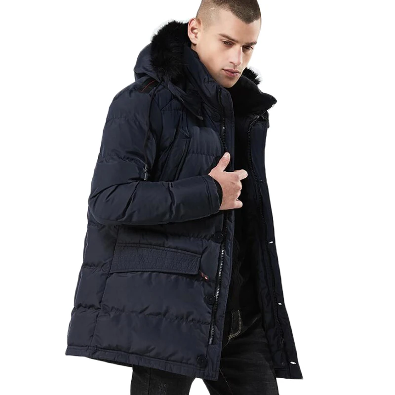 

2019 New Winter Long Thicken Coat Men Fur Hooded Thick Keep Warm Parka Mens Outwear Windbreaker Winter Jackets casaco masculino