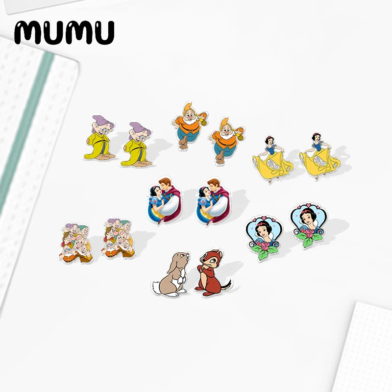 2021 New Princess Snow White Stud Earring Bunny Epoxy Jewelry Resin Acrylic Earrings Handmade