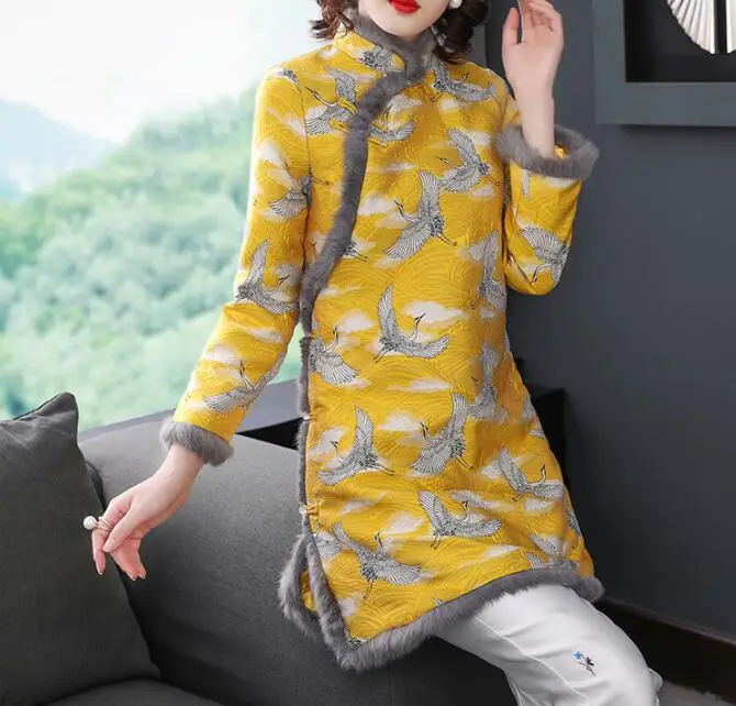 Стиль Tang костюм, Chines tyle костюм для зимы, халат для зимы