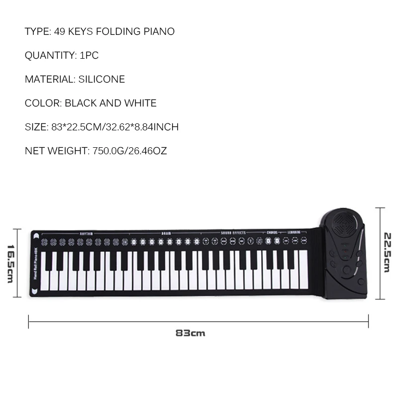 Портативные 49 клавиш профессиональные умные складные ручные пианино силиконовые ручные электронные пианино инструмент для начинающих
