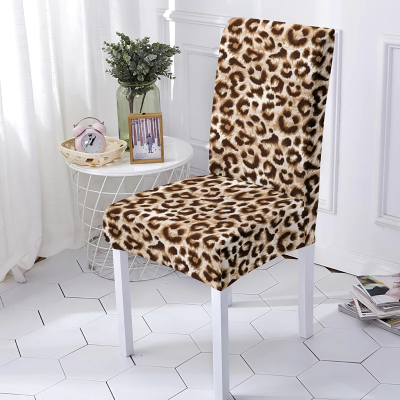 Washable Stretch Chair Cover Psychedelic Leopard Design Elastic Universal Sizes Seat Covers For Dining Room Kitchen Hotel Decor 5