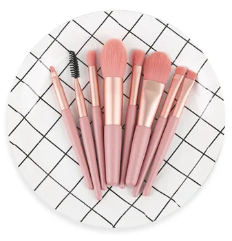 

8pcs Mini Pink Makeup Brush Set for Cosmetic Foundation Powder Blush Eyeshadow Concealer Lip Eye Cosmetics Beauty Tools