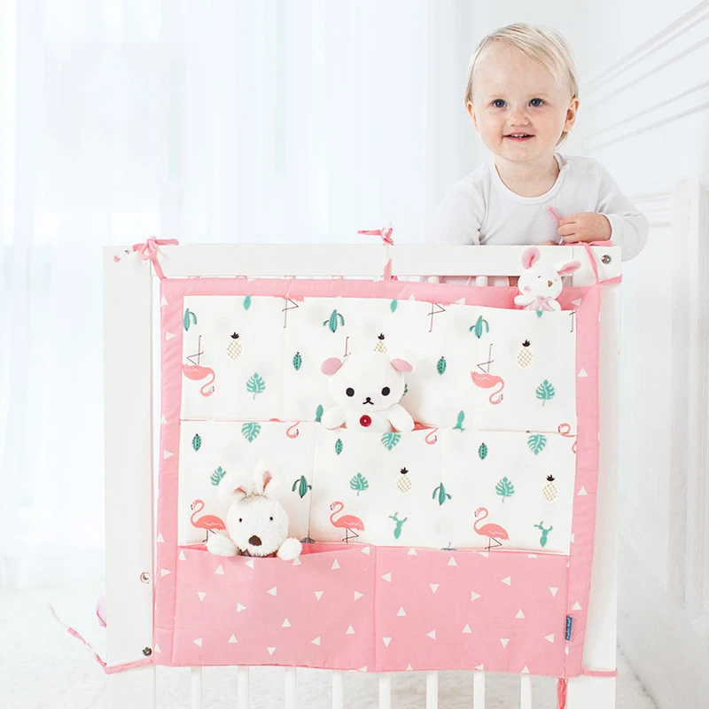 

50*60CM Cartoon Rooms Nursery Hanging Storage Bag Baby Cot Bed Crib Organizer Toy Diaper Pocket for Newborn Crib Bedding Set