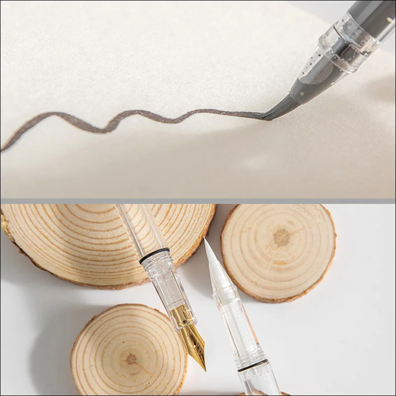 Transparent Fountain Pen Plastic Piston Filler Ink Pens For Writing School Office Supplies Stationery Fountain Pen