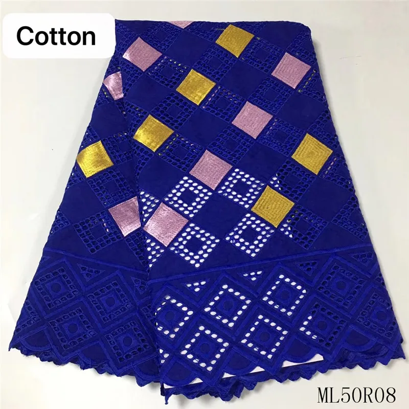 

BEAUTIFICAL Fabrics Blue Lace Cotton Nigerian Dry Lace for Dress 5 yards Sewing Lace Material Emberiodery Voile Lace ML50R08