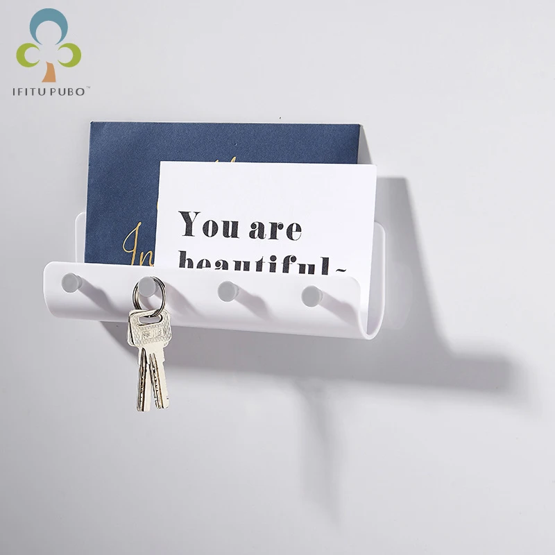 Creative fashion simple U-shaped wall-mounted storage rack nail-free with 4 hook home multi-purpose key YJN | Дом и сад