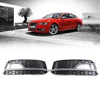 

A Pair Front Bumper Honeycomb Fog Light Lamp Grille Chrome Grill Cover Fit for A5 Sline S5 2013-2017 8T0807681M 8T0807682M