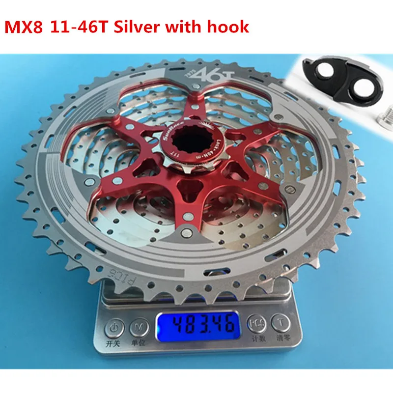 SunRace 11 скоростная кассета CSMS8 CSMX8 11-46T велосипедная кассета для Shimano SRAM маховик Sunrace 11-46; 11 скоростная кассета хорошего качества - Цвет: MX8 Silver with hook
