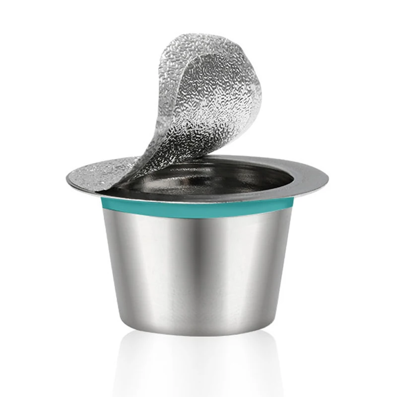 3Pcs Coffee Capsule+120Pcs Aluminum Film+Tamper Stainless Steel For Nespresso Replacement As A Gift