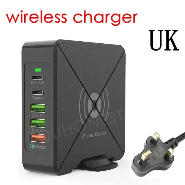 UK wireless charger Для iphone huawei Macbook Air samsung быстрая USB зарядка 75 Вт Быстрая зарядка 3,0 usb type C PD адаптер питания для телефона Qi Беспроводное зарядное устройство - Тип штекера: UK wireless charger