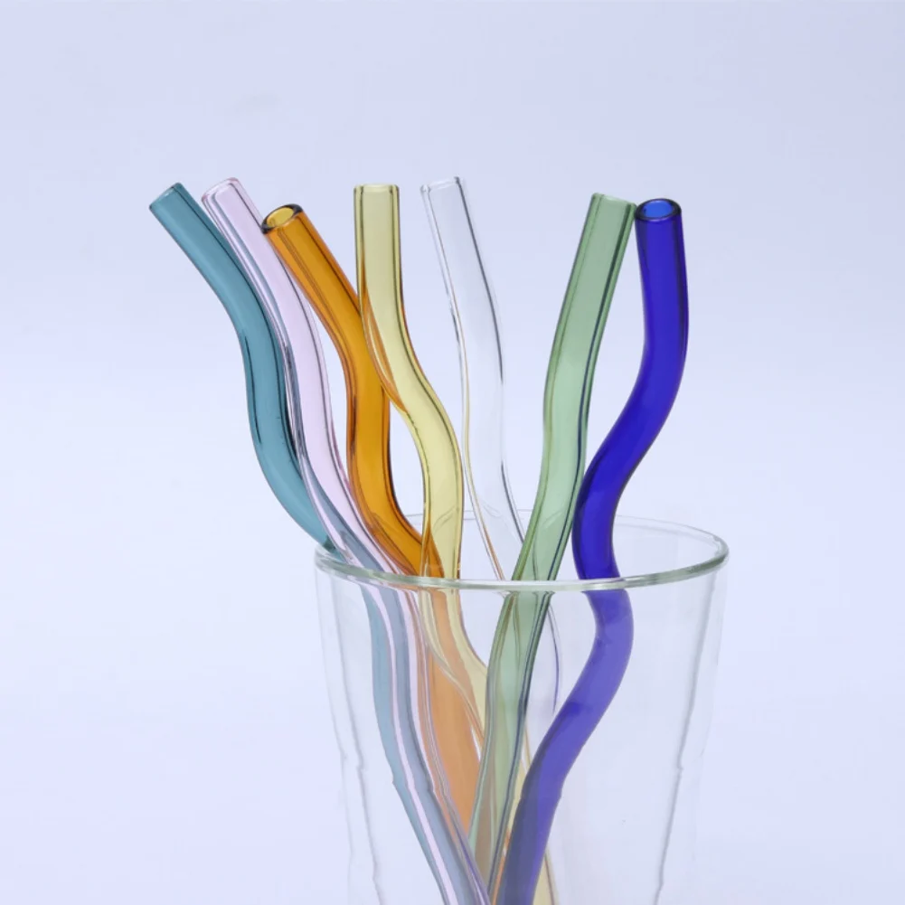Clear Glass Straws 8 * 200mm for Smoothies Cocktails Drinking Straws Healthy Reusable Eco Friendly For glass straw set drinking straws