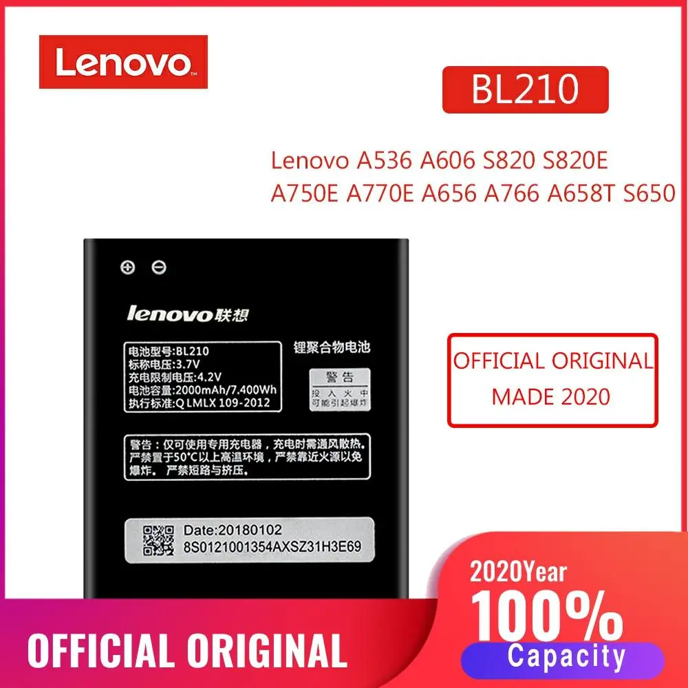Аккумулятор BL210 для Lenovo A536 A606 S820 S820E A750E A770E A656 A766 A658T S650 2000 мАч | Мобильные телефоны и
