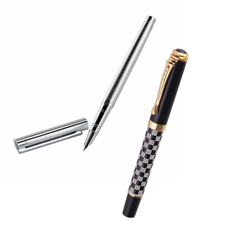 

Jinhao 1Pcs 126 Hooded Nib Fountain Pen(Silver) & 1Pcs 500 Iridium Gold Pen Fountain Pen Pen Tip 0.5Mm,Black White