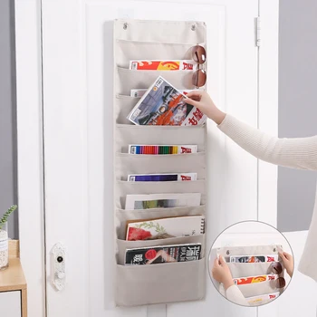

Hangable Organizer for Book Magazine Small Item Washable Oxford Cloth in Classrooom Study Office Cafe Black Grey Beige 9 Layers