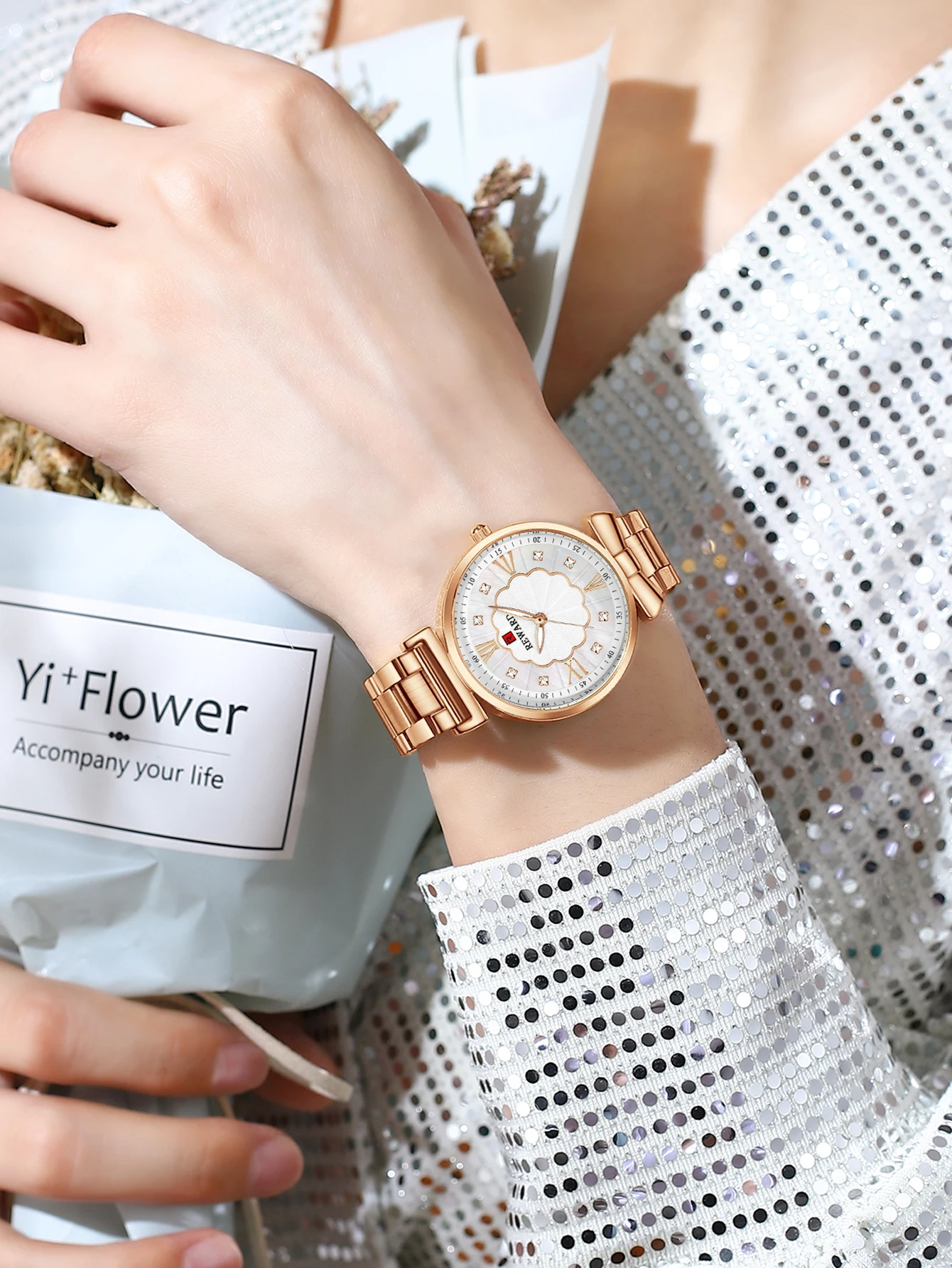 New REWARD Women Quartz Watches Fashion Lady Stainless Steel Wrist Watch Waterproof Luminous Superthin