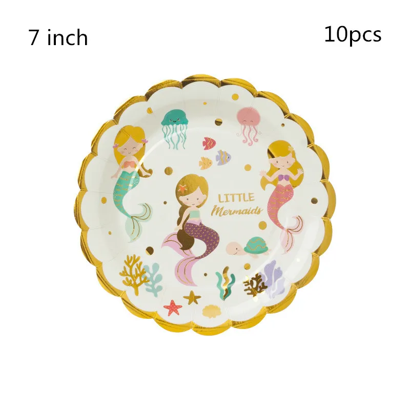Plate 10pcs 10 шт. Мультяшные розовые бумажные стаканчики, тарелка для салфеток, принадлежности для дня рождения, одноразовая посуда для детского душа, украшение для девочки, баннер - Цвет: Plate 10pcs