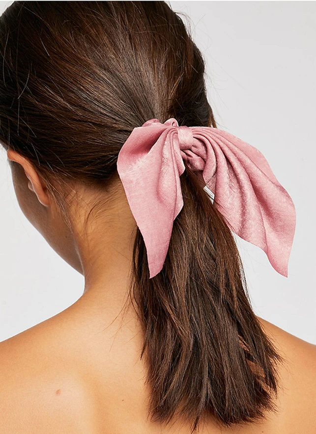 

M MISM Romantic Bow-knot Scrunchie Women Girls Modish Setin Silk Solid Hair Accessories Fashion Tassel Elastic Hair Bands