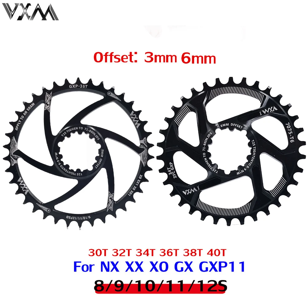 

VXM Bicycle Chainwheel 30T 32T 34T 36T 38T 40T Narrow Wide MTB Chainring For GXP XX1 X9 XO X01 CNC 1/3/6mm Crankset Bike Parts