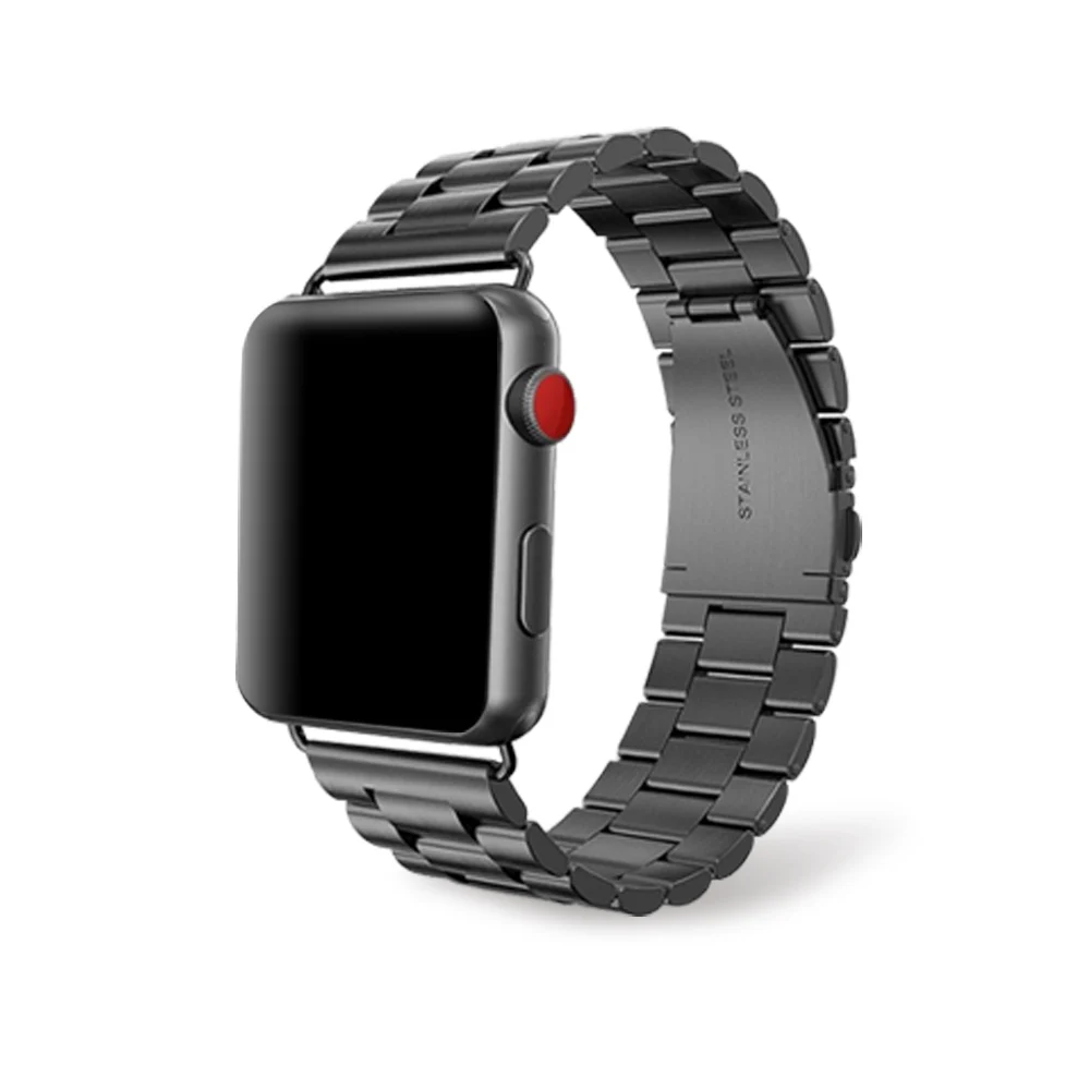 Ремешок из нержавеющей стали для Apple Watch 38 мм 40 мм 42 мм 44 мм Металлические звенья Браслет Apple iWatch серии 1 2 3 4 5 - Цвет ремешка: Black