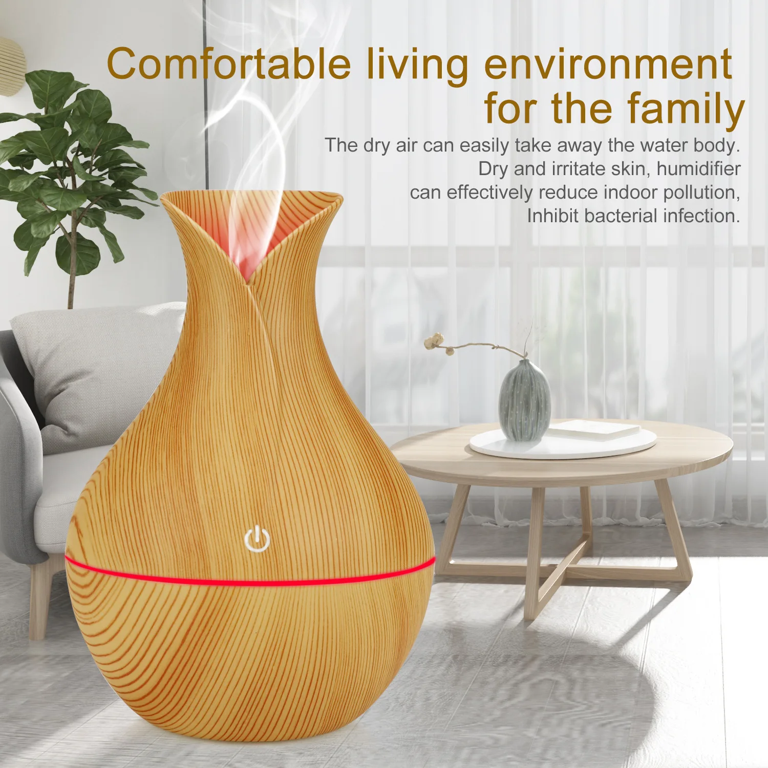 130ml USB Electric Aroma Air Diffuser Wood Ultrasonic Air Humidifier Essential Oil Aromatherapy Cool Mist Maker for Home Car