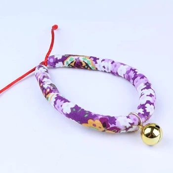 

Pet Cat Dog Collar Bell Jewelry Japanese Style Wind Collar Adjustable Cloth Small Dog Collar Pet Supplies