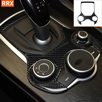 

For Alfa Romeo Giulia Stelvio 2017-2019 Carbon Fiber Gear Shift Panel Multimedia Buttons Frame Interior Sticker Decoration Soft